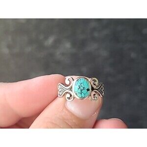 925 Sterling Silver Faux Turquoise Ring SIZE US 5 Vintage